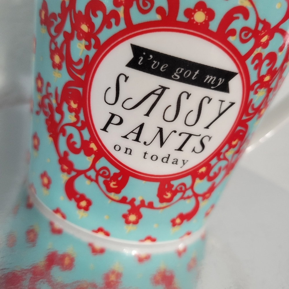 PIER 1 Imports Coffee Mug 16oz I've Got My Sassy Pants On Oversized Cup Floral - Picture 7 of 7